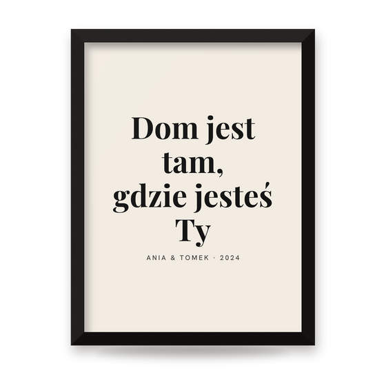 Plakat personalizowany w czarnej ramie – cały projekt