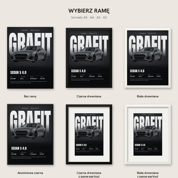 Twoje auto na tle wielkiego napisu – plakat ze specyfikacją – zdjęcie 6