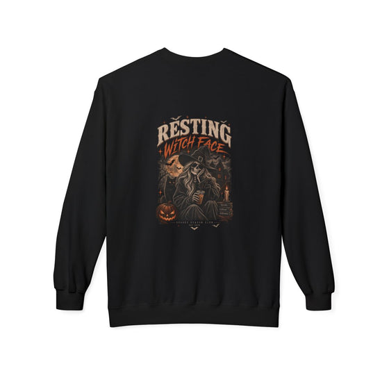 Black Resting Witch Face crewneck sweatshirt, back print