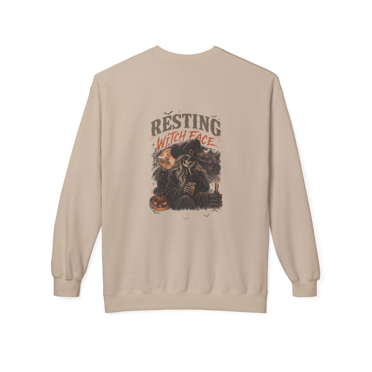 Sand Resting Witch Face crewneck sweatshirt, back print