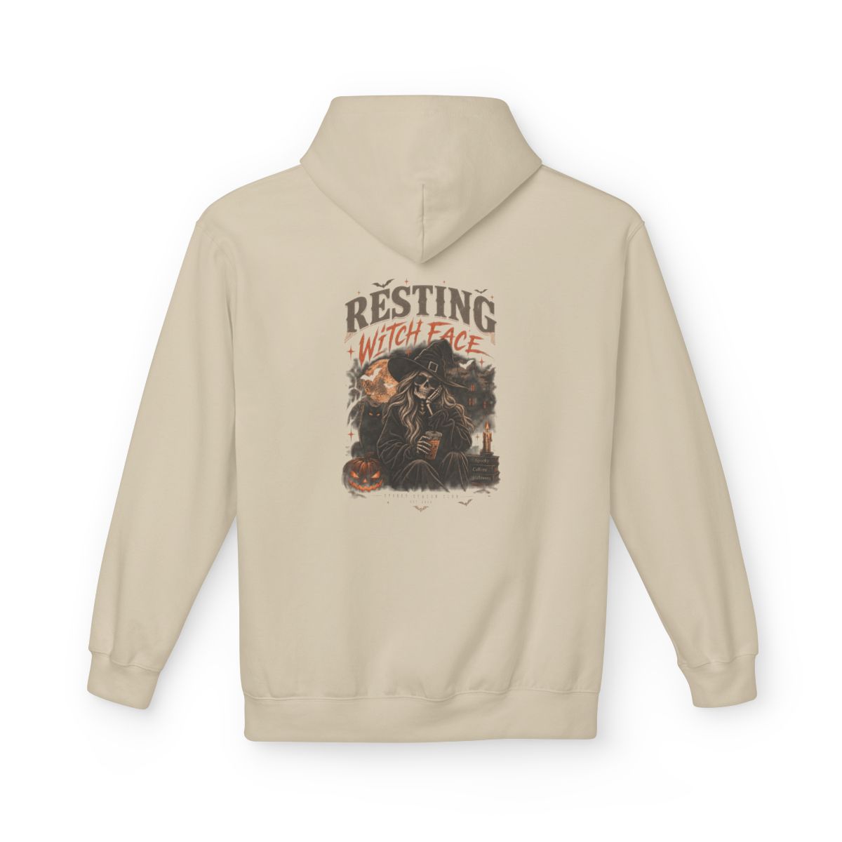 Sand Resting Witch Face hoodie, back print