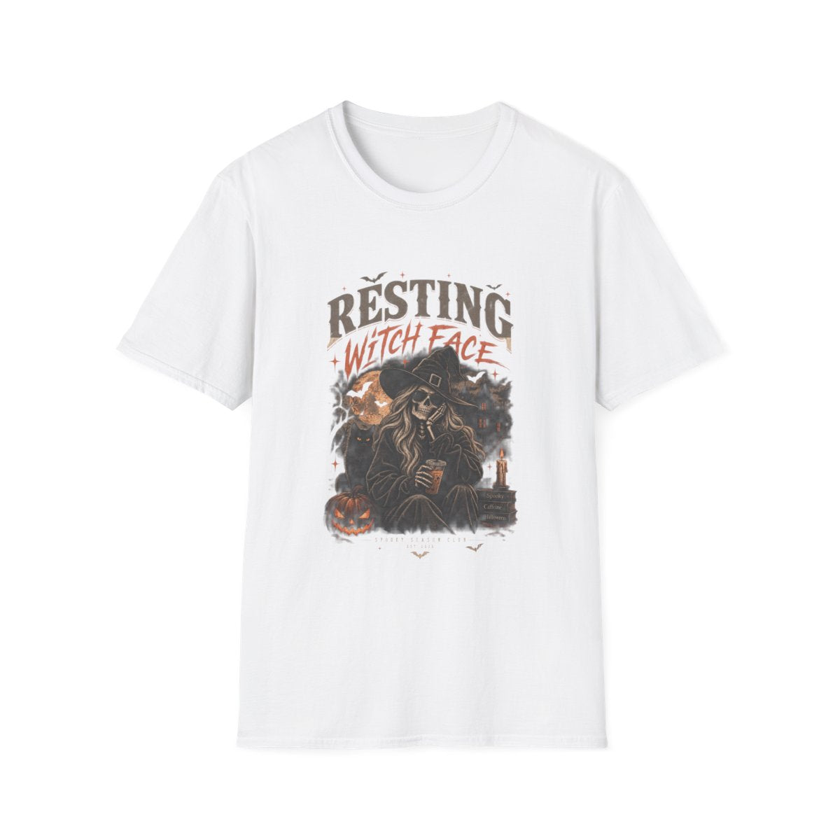 White Resting Witch Face t-shirt, front print
