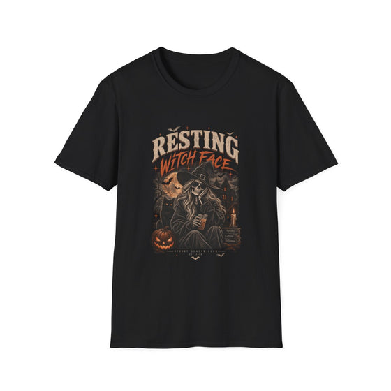 Black Resting Witch Face t-shirt, front print