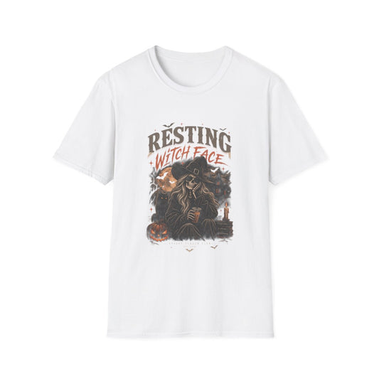 White Resting Witch Face t-shirt, front print