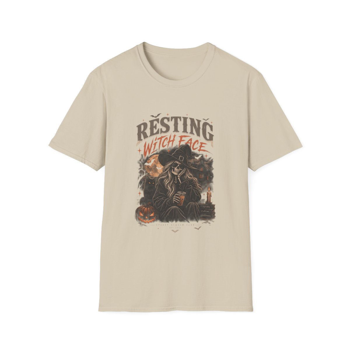 Sand Resting Witch Face t-shirt, front print