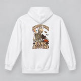 White Scariest Thing Is My Bank Account hoodie, vintage skeleton Halloween back print