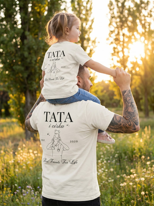 Komplet koszulek Tata i corka z nadrukiem Best Friends For Life - Koval Customs. Polska produkcja, wysoka jakosc, personalizowane
