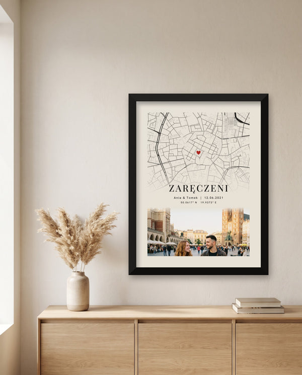 Mapa miasta ze zdjęciem – personalizowany plakat dla par – zdjęcie 2
